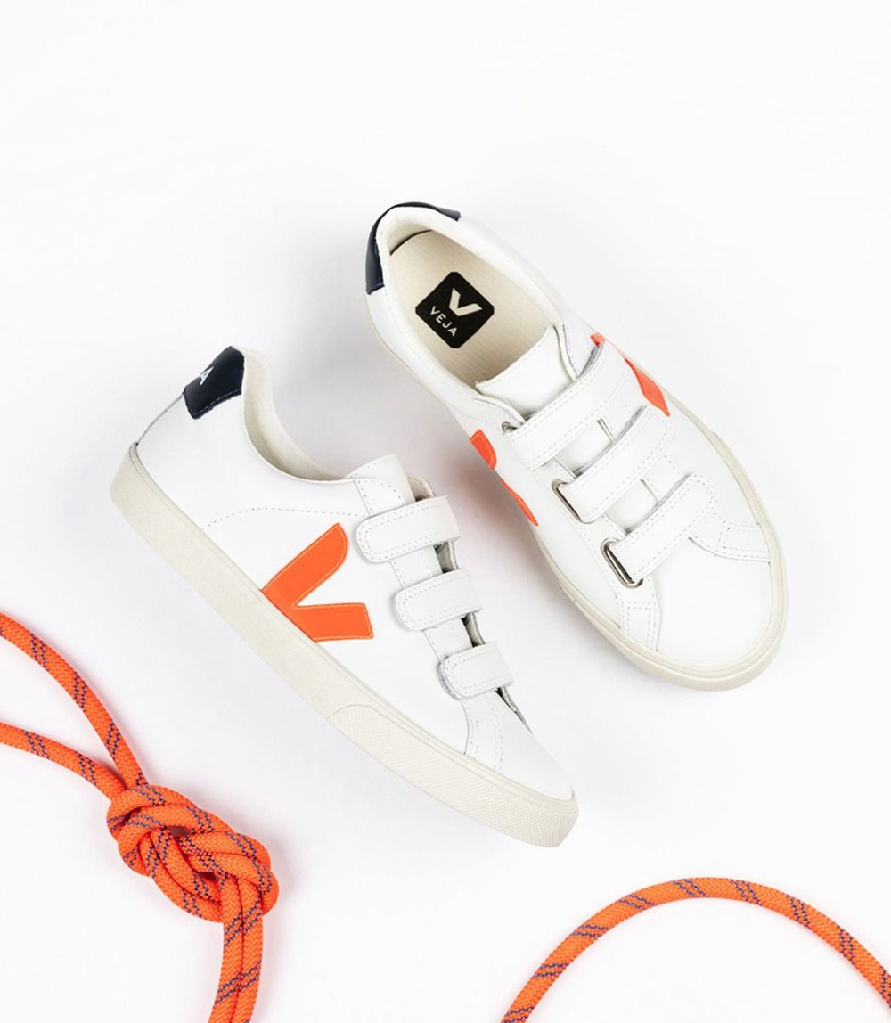 Veja Sneakers Barbati - 3-Lock Piele - Albi/Portocalii - 8697405-OC